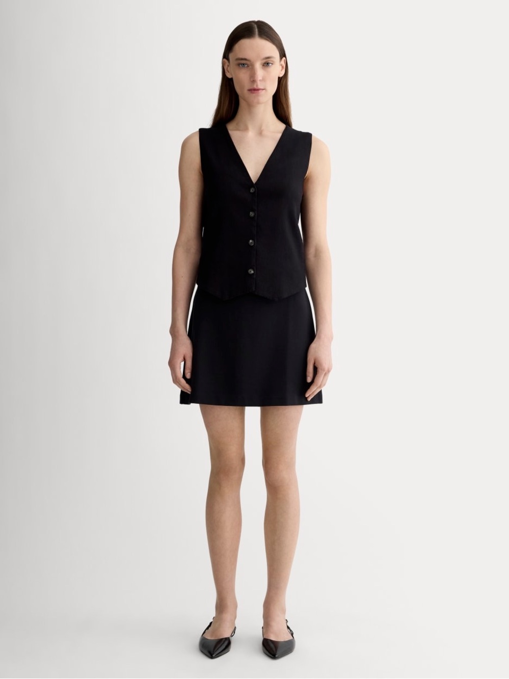 Everlane The Dream Mini Skirt Black Size L NWOT A-Line Stretch Cotton Modal